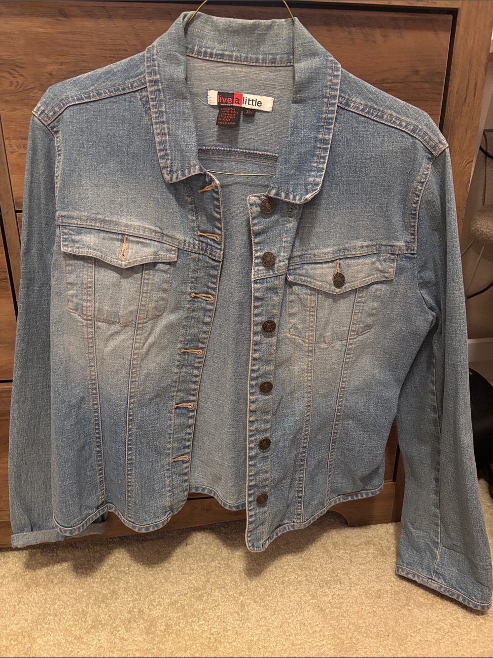 Live a Little Light Wash Denim Jacket with Button Front